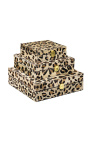 Ensemble de boite à bijoux carrées en peau de vache léopard (ensemble de 3)