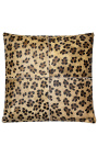 Almofada quadrada em couro bovino com estampa de leopardo 45 x 45