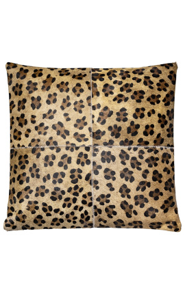 Firkantet hynde i kohud med leopardprint 45 x 45