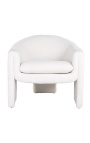 Armchair "Ananke" design Years 1970 white snow curly fabric