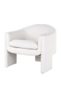 Armchair "Ananke" design Years 1970 white snow curly fabric