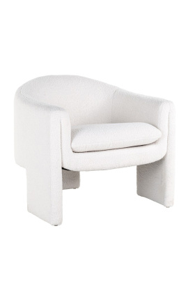 Cadeira de braço "Ananke" design anos 1970 tecido neve branca fechada