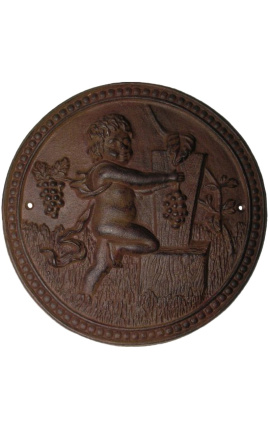 Wall decorative plate cast iron "the harvest of the cherub"