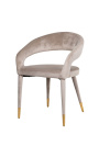 Jedzenie krzesła "Siara" design w beige velvet z złotymi nogami