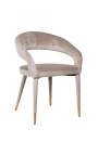 Cadira de menjador disseny "Siara" de vellut beix amb potes daurades