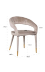 Chaise de repas "Siara" design en velours beige avec pieds dorés