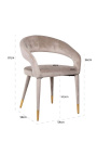Jedálenská stolička "Zuzana" dizajn v béžovej velvet so zlatými nohami