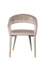 Dining stol "Siara" design i beige velvet med gyllene ben