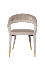 Sedia da pranzo "Siara" design in velluto beige con gambe dorate