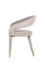 Eetstoel "Siara" ontwerp in beige velvet met gouden benen