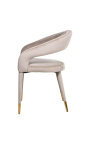 Jedálenská stolička "Zuzana" dizajn v béžovej velvet so zlatými nohami