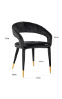 Cadira de menjador disseny "Siara" de vellut negre amb potes daurades