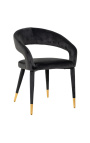 Dining chair "Siara" design in black velvet with gold legs
