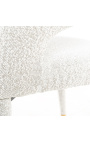 Dining chair "Siara" design in white bouclé fabric with golden legs