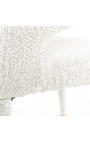 Chaise de repas "Siara" design en tissu bouclé blanc avec pieds dorés