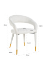 Dining stol "Siara" design i vit bouclé tyg med gyllene ben