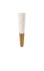 Silla de comedor Siara diseño en tejido blanco bouclé con patas doradas