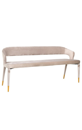 Bench "Siara" design i beige velvet med gylne bein