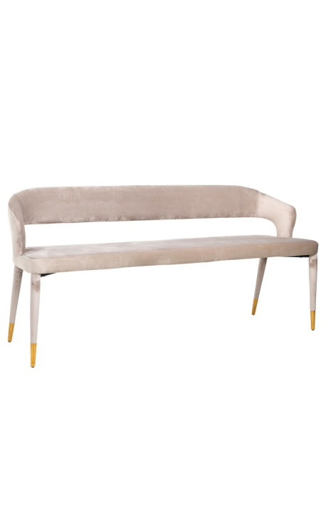 Bench "Siara" design in beige velvet with golden legs