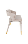 Sėdynė "Siara" bežo sviesto dizainas su auksinėmis kojomis