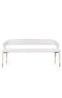 Bench "Siara" white curly fabric design with golden legs