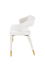 Bench "Siara" design de țesut alb cu picioare de aur