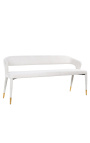 Bench "Siara" design de țesut alb cu picioare de aur