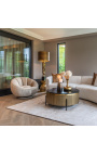 Круглый журнальный столик HERMIA со столешницей из черного мрамора и позолоченной латуни - 3
