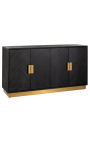 Large BOHO sideboard - black oak and golden stainless steel