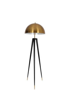 Floor lamp "Rene" Art-Deco style with golden metallic lampshade
