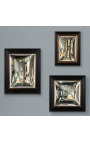 Set of 3 rectangular and square convex mirrors called "witch mirror"