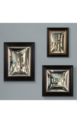 Set di 3 specchi convessi rettangolari e quadrati chiamati "specchio della strega"
