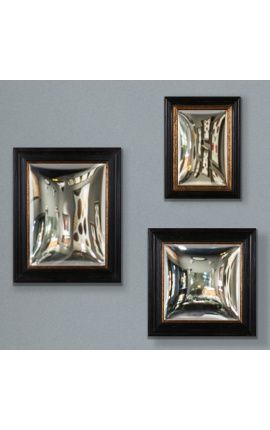 Set of 3 rectangular and square convex mirrors called "witch mirror"