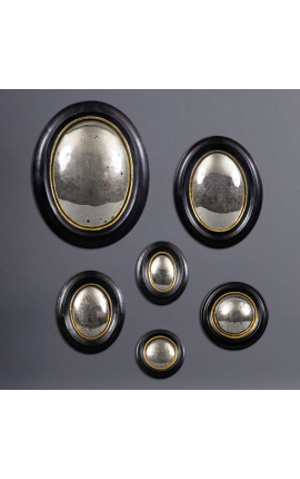 Conjunt de 6 miralls ovals i rodons convexos anomenats "mirall de bruixa"