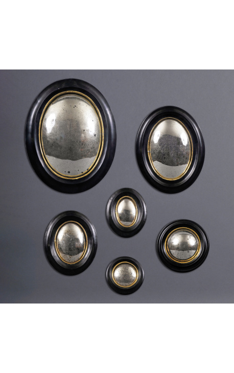 Skupina 6 izboklih ovalnih in okroglih ogledal, imenovanih "čarovniško ogledalo"