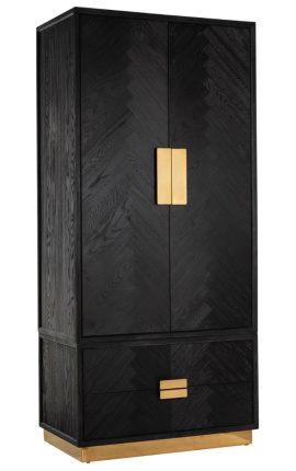 Boho stående kabinett - svart oak og gull rustfritt stål