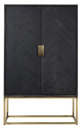 BOHO standing cabinet - black oak and gold stainless steel