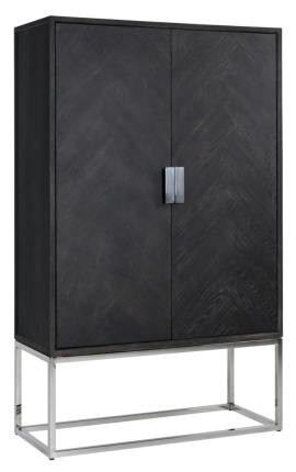 Boho stående kabinett - svart oak og sølv rustfritt stål