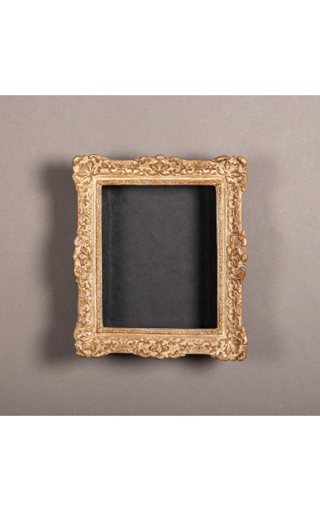 Louis XIV "Montparnasse" style frame with interior shelves (cabinet) in patinated gold