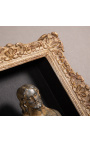 Louis XIV "Montparnasse" style frame with interior shelves (cabinet) in patinated gold