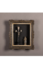 Louis XIV "Montparnasse" style frame with interior shelves (cabinet) black patina