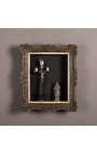 Cornice in stile Luigi XIV "Montparnasse" con ripiani interni (armadio) patina nera
