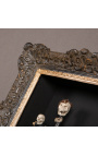 Louis XIV "Montparnasse" frame de stil cu plăci interioare (cabinet) patina neagră