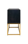 Commode BOHO 2 tiroirs - chêne noir et acier inoxydable doré