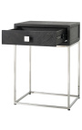 BOHO sängbord - svart ek och silver rostfritt stål
