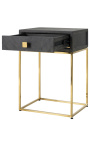 Mesa de cabeceira BOHO - carvalho preto e aço inoxidável dourado