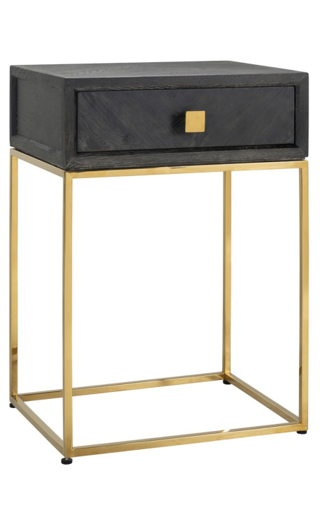 BOHO sängbord - svart ek och gyllene rostfritt stål