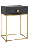 BOHO bedside table - black oak and golden stainless steel