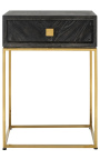 Mesa de cabeceira BOHO - carvalho preto e aço inoxidável dourado