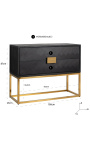 Commode BOHO 2 tiroirs - chêne noir et acier inoxydable doré